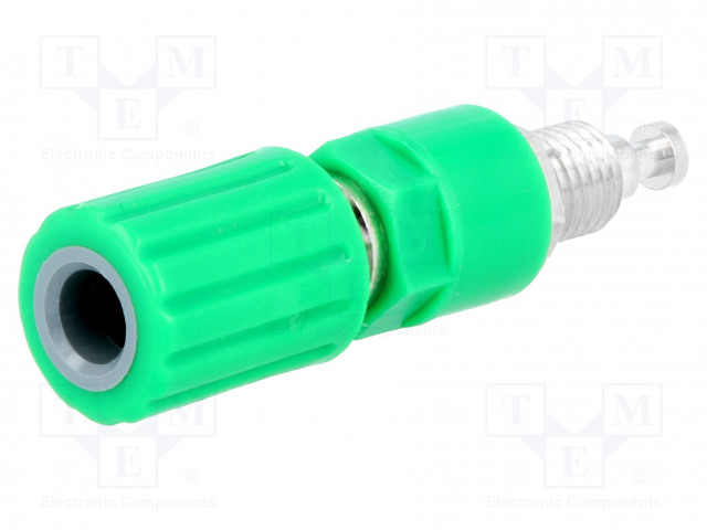 LABORATORY CONNECTOR: 4MM BANANA - SOCKET - 30VAC - 60VDC - 36A - VIHREÄ - Banaanijatkoliittimet - PJP3250-I-V - 1