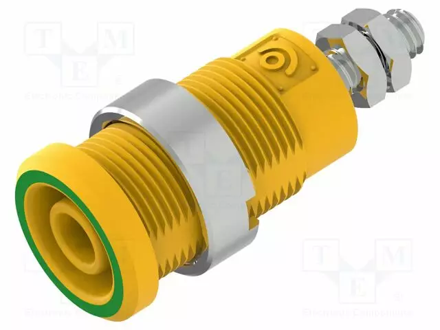 LABORATORY CONNECTOR: 4MM BANANA - SOCKET - 25A - KELTAINEN-VIHREÄ - M4 - Banaanijatkoliittimet - PJP3265-C-JV - 1