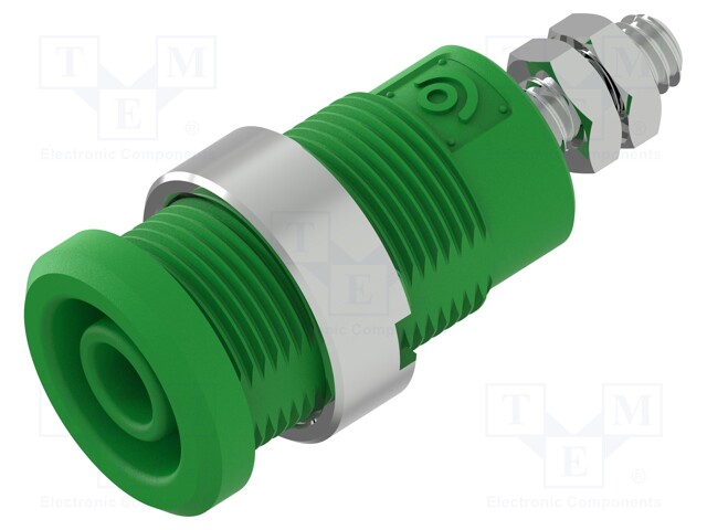 LABORATORY CONNECTOR: 4MM BANANA - SOCKET - 1KV - 36A - VIHREÄ - Banaanijatkoliittimet - PJP3265-C-V - 1