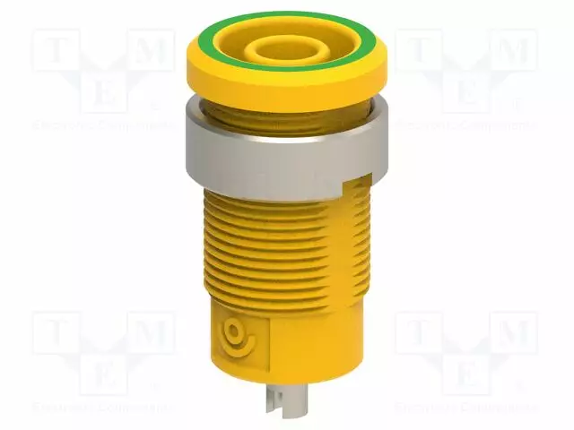 LABORATORY CONNECTOR: 4MM BANANA - SOCKET - KELTAINEN-VIHREÄ - SOLDEPUNAINEN - Banaanijatkoliittimet - PJP3275-C-JV - 1