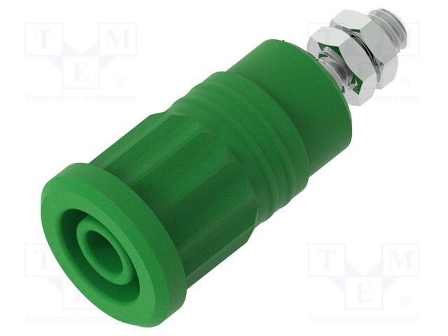 LABORATORY CONNECTOR: 4MM BANANA - SOCKET - 1KV - 36A - VIHREÄ - Banaanijatkoliittimet - PJP3285-V - 1