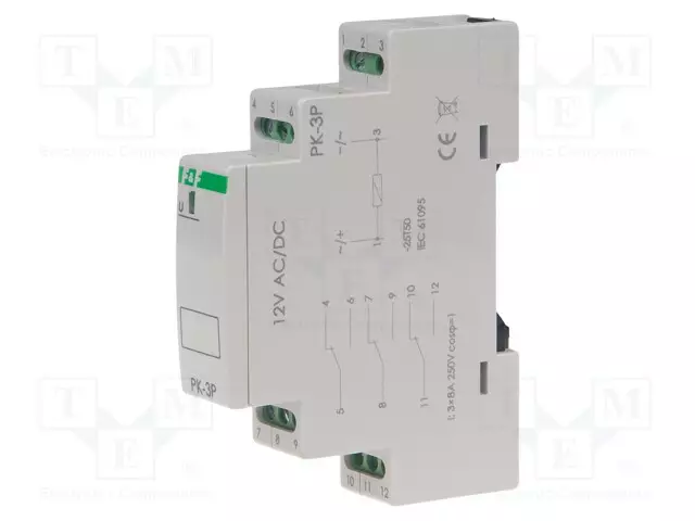 RELE - UKYTK: MAX.250VAC - DIN-KISKOLLE - PK - IP20 - Asennusreleet - PK-3P-12V - 1
