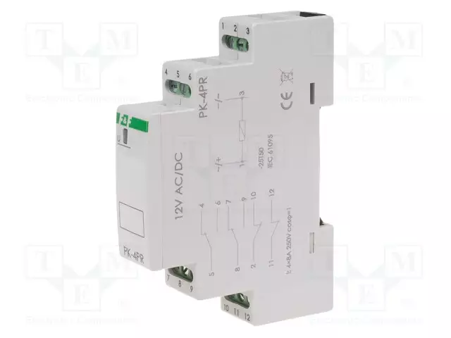 RELE - UKYTK: MAX.250VAC - DIN-KISKOLLE - PK - IP20 - Asennusreleet - PK-4PR-12V - 1