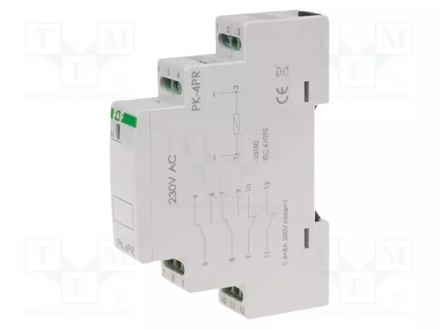 RELE - UKYTK: MAX.250VAC - DIN-KISKOLLE - PK - IP20 - Asennusreleet - PK-4PR-230V - 1