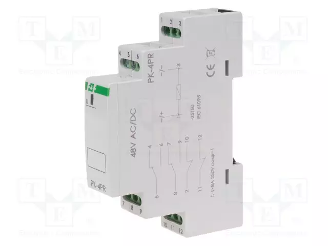 RELE - UKYTK: MAX.250VAC - DIN-KISKOLLE - PK - IP20 - Asennusreleet - PK-4PR-48V - 1