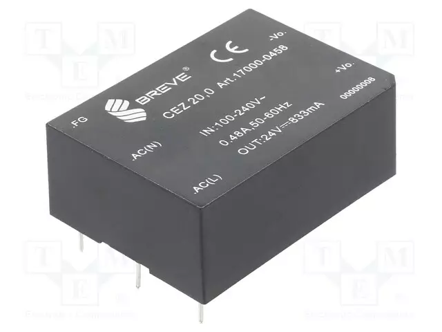 AC/DC MUUNNIN - 20W - TULOJÄNNITE 85÷265VAC,120÷380VDC - LÄHTÖJÄNNITE 24VDC - OUT: 1 - AC/DC muuntimet - CEZ-20.0-23024V - 1