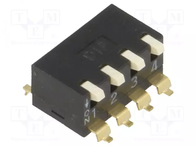 DIP-KYTKIN - NAPOJEN MÄÄRÄ: 4 - ON-OFF - 0,025A/24VDC - AS: 2 - DIP kytkimet - EPM-04-V - 1