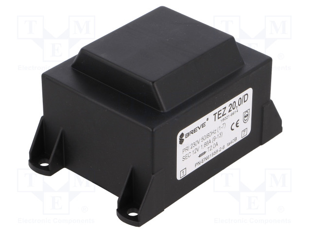 MUUNTAJA - 20VA - 230VAC - 12V - 1666,6MA - PCB - IP00 - TEZ - Piirilevymuuntajat - TEZ20D12V - 1