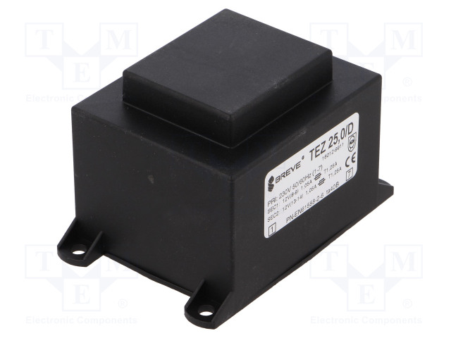 MUUNTAJA - 25VA - 230VAC - 12V - 12V - 1041,6MA - 1041,6MA - PCB - Piirilevymuuntajat - TEZ25D12-12V - 1