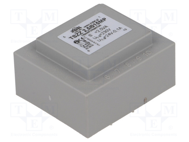MUUNTAJA - 2,5VA - 230VAC - 24V - 100MA - PCB - IP00 - A: 41,4MM - Piirilevymuuntajat - TSZZ2.524V - 1
