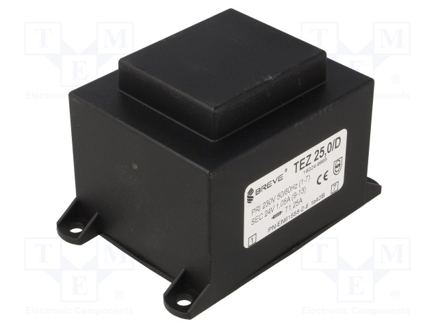 MUUNTAJA - 25VA - 230VAC - 24V - 1041,6MA - PCB - IP00 - TEZ - Piirilevymuuntajat - TEZ25D24V - 1