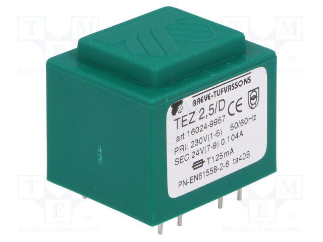 MUUNTAJA - 2,5VA - 230VAC - 24V - 104,1MA - PCB - IP00 - TEZ - Piirilevymuuntajat - TEZ2.5D24V - 1
