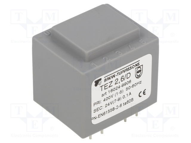 MUUNTAJA - 2,5VA - 400VAC - 24V - 104,1MA - PCB - IP00 - TEZ - Piirilevymuuntajat - TEZ2.6D40024V - 1
