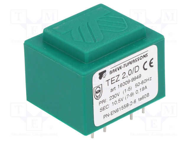 MUUNTAJA - 2VA - 230VAC - 10,5V - 190,4MA - PCB - IP00 - TEZ - Piirilevymuuntajat - TEZ2D10.5V - 1