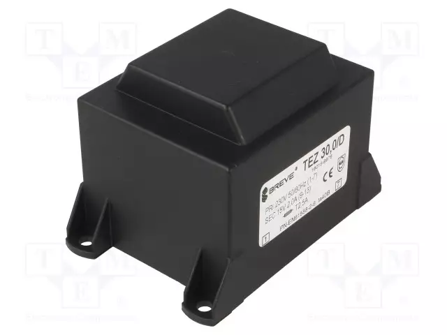 MUUNTAJA - 30VA - 230VAC - 15V - 2A - PCB - IP00 - TEZ - A: 53,8MM - Piirilevymuuntajat - TEZ30D15V - 1