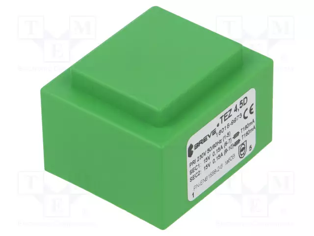 MUUNTAJA - 4,5VA - 230VAC - 15V - 15V - 150MA - 150MA - PCB - IP00 - Piirilevymuuntajat - TEZ4.5D15-15V - 1