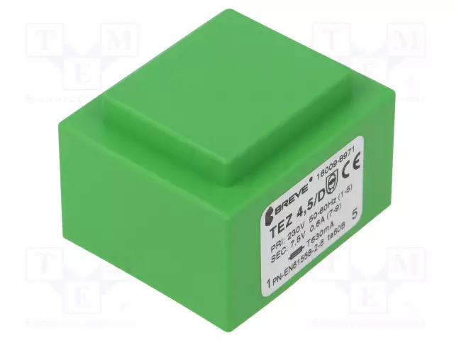 MUUNTAJA - 4,5VA - 230VAC - 7,5V - 600MA - PCB - IP00 - TEZ - Piirilevymuuntajat - TEZ4.5D7.5V - 1