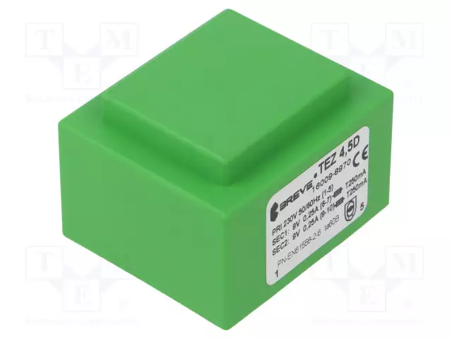 MUUNTAJA - 4,5VA - 230VAC - 9V - 9V - 250MA - PCB - IP00 - TEZ - Piirilevymuuntajat - TEZ4.5D9-9V - 1