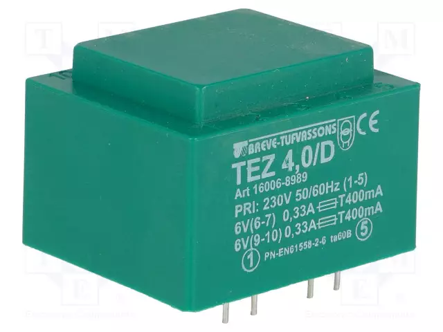 MUUNTAJA - 4VA - 230VAC - 6V - 6V - 333,3MA - 333,3MA - PCB - IP00 - Piirilevymuuntajat - TEZ4D6-6V - 1