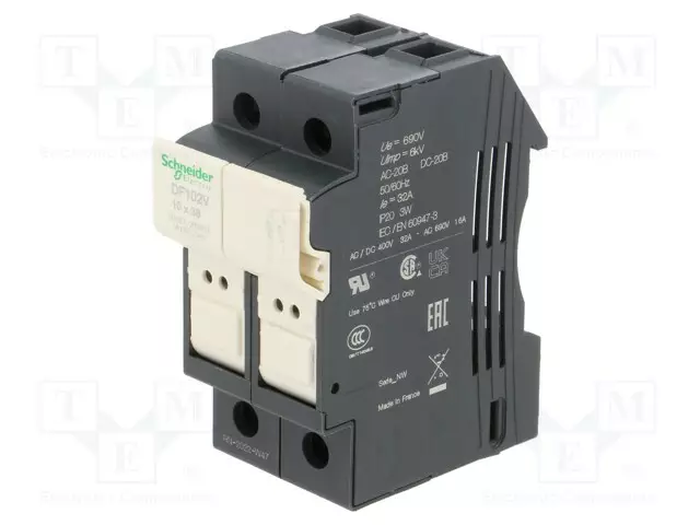 VAROKEPESÄ - 10X38MM - DIN-KISKOLLE - 32A - 690V - NAVAT: 2 - Sulakepitimet - DF102V - 1