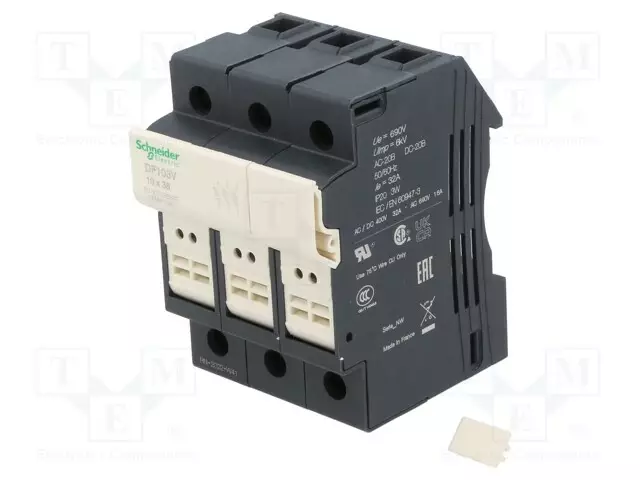 VAROKEPESÄ - 10X38MM - DIN-KISKOLLE - 32A - 690V - NAVAT: 3 - Sulakepitimet - DF103V - 1