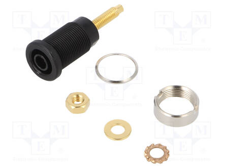 LABORATORY CONNECTOR: 4MM BANANA - SOCKET - 1KV - 32A - MUSTA - 40MM - Banaanijatkoliittimet - SEB6446AU-SW - 1