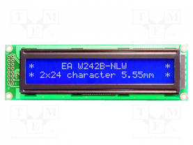 LCD NÄYTTÖ - AAKKOSNUMEERINEN - STN NEGATIVE - 24X2 - SININEN - LED - Aakkosnumeeriset LCD-näytöt - EAW242B-NLW - 1