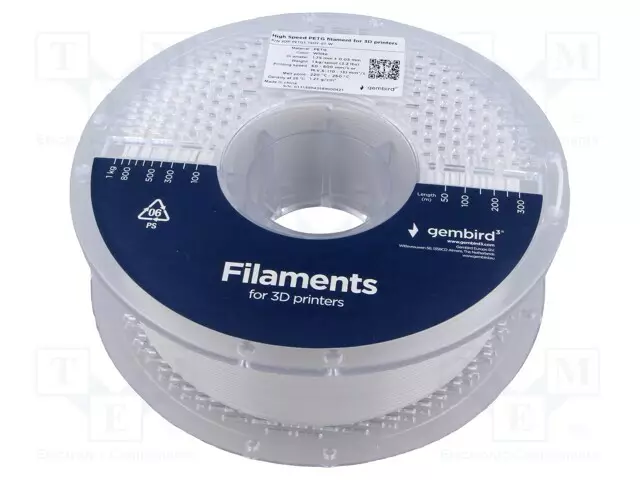 3D FILAMENTTI PET-G - 1,75MM - VALKOINEN - 220÷260°C - 1KG - HIGH SPEED - 3D Filamentit - 3DP-PETG1.75HY-01W - 1