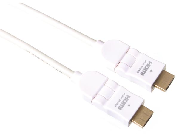 HIGH SPEED HDMI WITH ETHERNET +/- 90° HDMI PLUG TO +/-90° HDMI PLUG - WHITE / BASIC / 1,5 / M-M - HDMI, DVI, DisplayPort johdot - PAC401B015W - 1