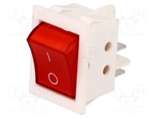 KEINUKYTKIN - DPST - AS: 2 - ON-OFF - 15A/250VAC - PUNAINEN - NEONVALOOHM - Keinukytkimet - RSI2013C3RW - 1