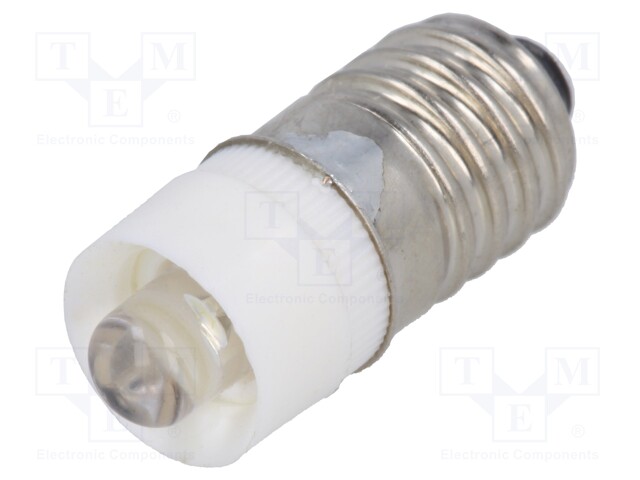 LED LAMPPU - VALKOINEN - E10 - 6VDC - 6VAC - Merkkivalot ja pienoislamput - LLED-E106W - 1