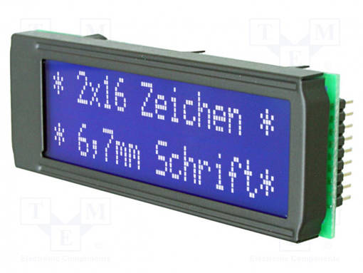 LCD NÄYTTÖ - AAKKOSNUMEERINEN - FSTN POSITIVE - 16X2 - 68X26,8MM - LED - Aakkosnumeeriset LCD-näytöt - EADIP162-DN3LW - 1