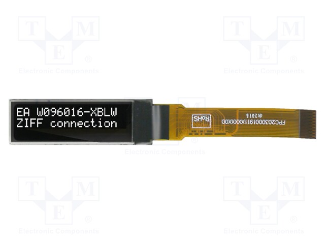 OLED NÄYTTÖ - GRAAFINEN - 0,84" - 96X16 - KOOT: 29,1X9X1,3MM - PIN: 19 - Graafiset OLED-näytöt - EAW096016-XBLW - 1