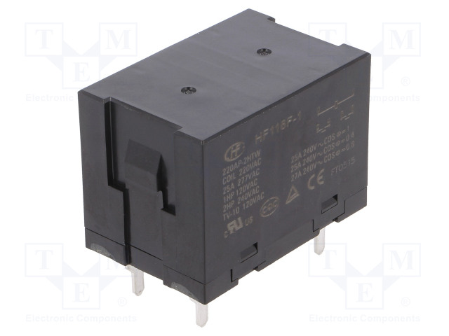 RELE - DPST-NO - UKELAN: 220VAC - 25A - HF116F-1 - Tehoreleet - HF116F1220AP-2HTW - 1