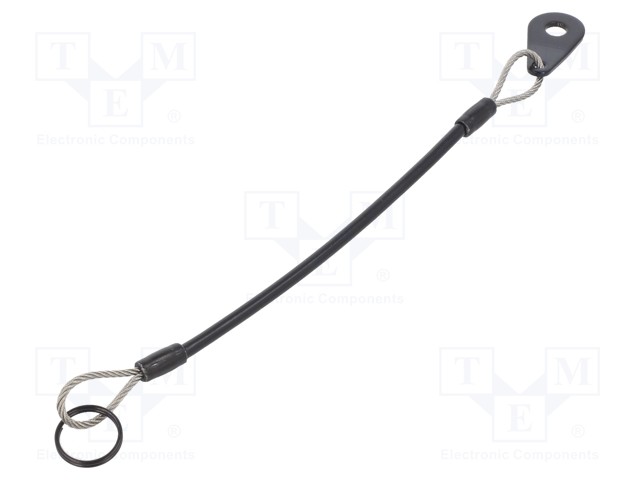RETAINING CABLE - WITH MOUNTING TAB AND KEY RING - PLATING: PVC - Sokat ja turvatapit - GN111.2-150-14B-SW - 1