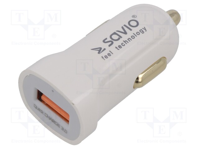 USB VIRTALÄHDE - USB A RASIA - TULOJÄNNITE 12÷24V - VALKOINEN - Autopistokelaturit ja virtalähteet - SAVAUTOSA-05W - 1
