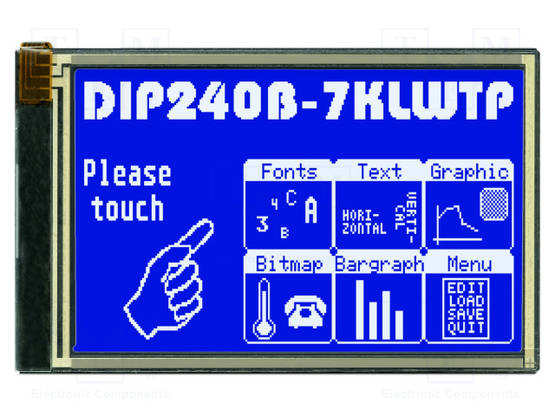 LCD NÄYTTÖ - GRAAFINEN - 240X128 - STN NEGATIVE - SININEN - 113X70MM - Graafiset LCD-näytöt - EADIP240B-7KLW - 1