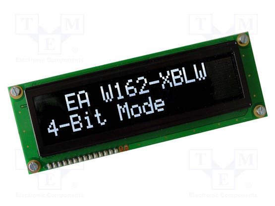 OLED NÄYTTÖ - AAKKOSNUMEERINEN - 16X2 - KOOT: 122X44MM - VALKOINEN - Aakkosnumeeriset OLED-näytöt - EAW162-XBLW - 1