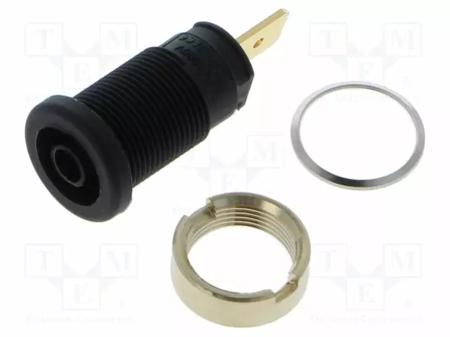 LABORATORY CONNECTOR: 4MM BANANA - SOCKET - 1KV - 32A - MUSTA - 33MM - Banaanijatkoliittimet - SEB2620F6.3SW - 1