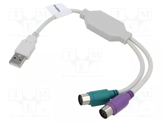 ADAPTERI - PS/2 PISTORASIA X2,USB A PISTOKE - NIKKELÖITY - USB kaapelit ja adapterit - AD-0025-W - 1