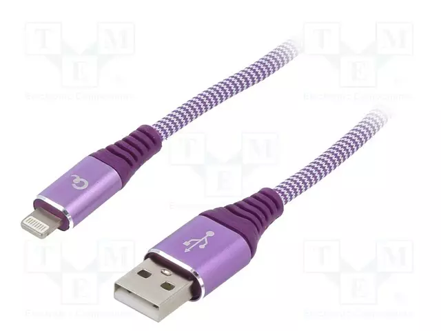 KAAPELI - CABLEXPERT - USB 2.0 - KULLATTU - 2M - VIOLETTI - 480MBPS - USB kaapelit ja adapterit - CC-USB2B-AMLM-2PW - 1