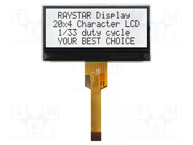LCD NÄYTTÖ - AAKKOSNUMEERINEN - COG,FSTN POSITIVE - 20X4 - LED - 1X12 - Aakkosnumeeriset LCD-näytöt - RX2004C-FHW - 1