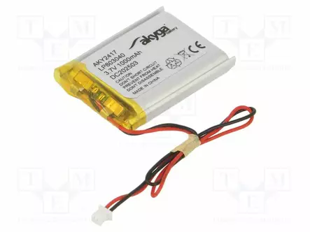 AKKU: LI-PO - 3,7V - 1000MAH - LIITTIMET MOLEX 51021-0200,JOHDOT - Akut - AKY-LP803040-MX - 1