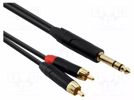 KAAPELI - 6,3MM PLUGI,RCA-PISTOKE X2 - 2M - MUSTA - PVC - Muut audio-videokaapelit - AU1120BX - 1