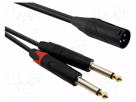 KAAPELI - 6,3MM PLUGI X2,XLR UROS- 3PIN MUSTA - PVC - Muut audio-videokaapelit - AU51100BX - 1