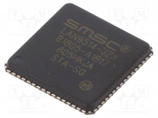 IC: ETHERNET-OHJAIMET - 10/100BASE-T - ETHERNET,USB X4 - QFN64 - 3,3V - Mikropiirit - ETHERNET liitäntä - LAN9514-JZX - 1