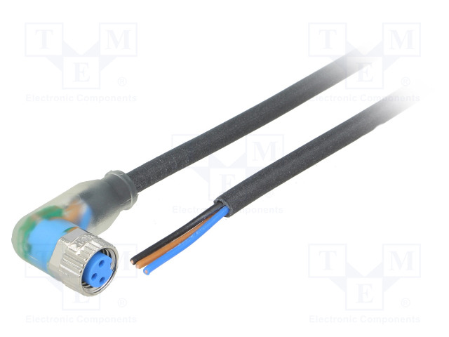 KYTKENTÄKAAPELI - M8 - PIN: 3 - KULMA - 2M - PISTOKE - 4A - -40÷80°C - Teollisuus anturikaapelit - YI8U13-020UA1XLEAX - 1