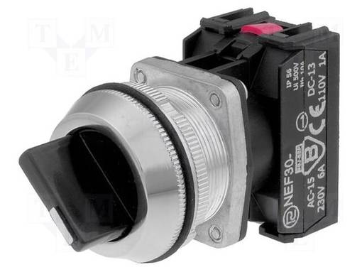 KIERTOKYTKIN - 30MM - ASENNOT: 2 - NO X2 - MUSTA - IP56 - Taulukytkimet, standardi 30mm - NEF30-TPAS2X - 1