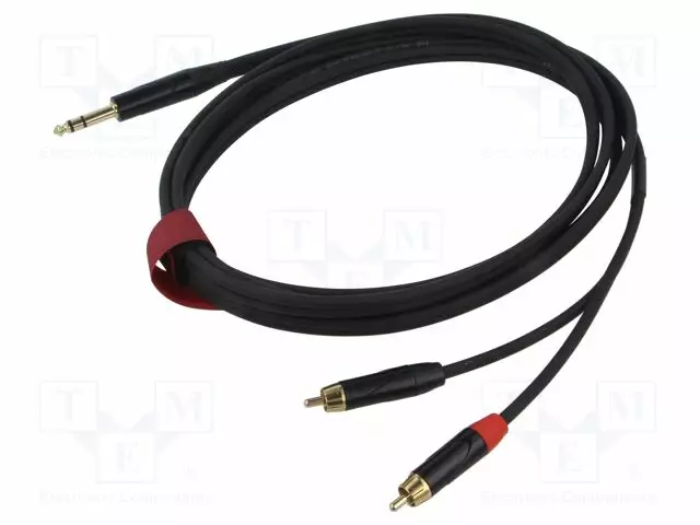 KAAPELI - 6,3MM PLUGI,RCA-PISTOKE X2 - 3M - MUSTA - PVC - Muut audio-videokaapelit - AU1130BX - 1