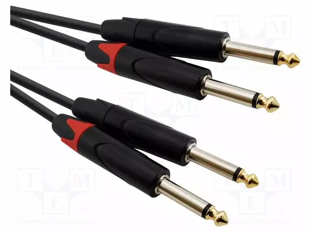 KAAPELI - 6,3MM PLUGI X2,MOLEMMIN PUOLIN MUSTA - PVC - Muut audio-videokaapelit - AU13150BX - 1